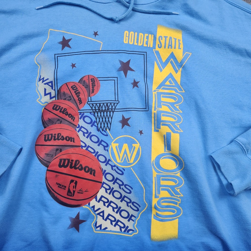NBA Golden State Warriors Ombre Hoodie Blue Basketball Graphic Sweatshirt XXL - Picture 2 of 9